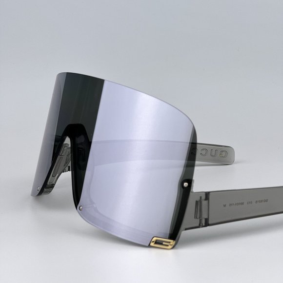 NEW Gucci GG1631S 013 Transparent Grey Multilayer Silver Shield Unisex Sunglasse - Picture 8 of 11